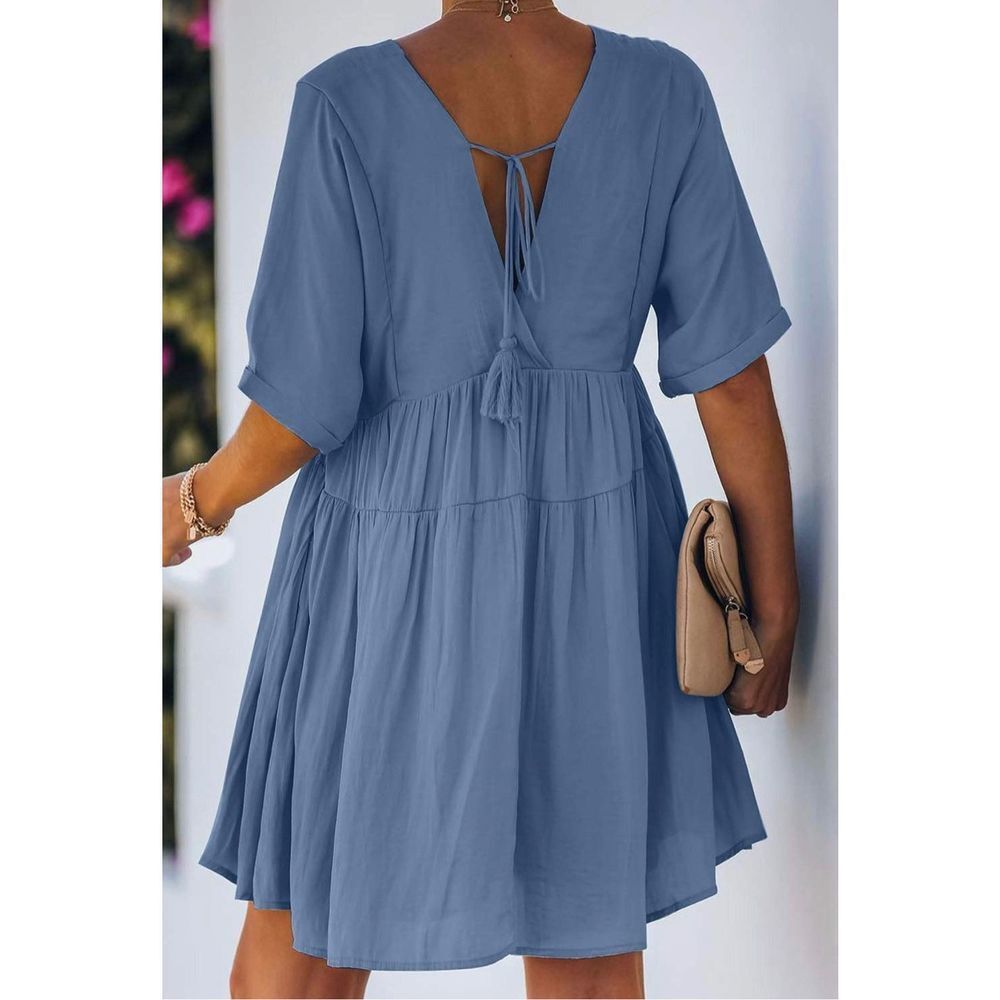 Elegant Blue Mini Dress - Picture 4 of 6